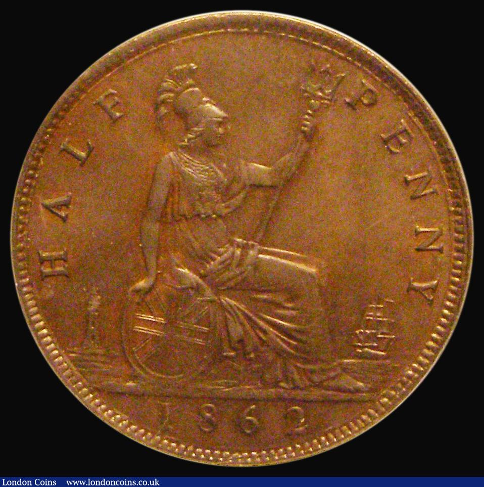 London Coins : A192 : Lot 1277 : Halfpenny 1862 Freeman 289 Unc and in a CGS holder graded 82