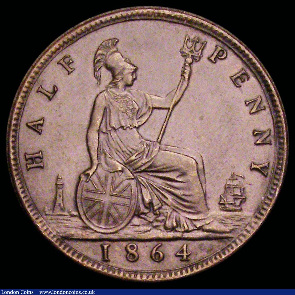 London Coins : A192 : Lot 1278 : Halfpenny 1864 Freeman 295 dies 7+G EF