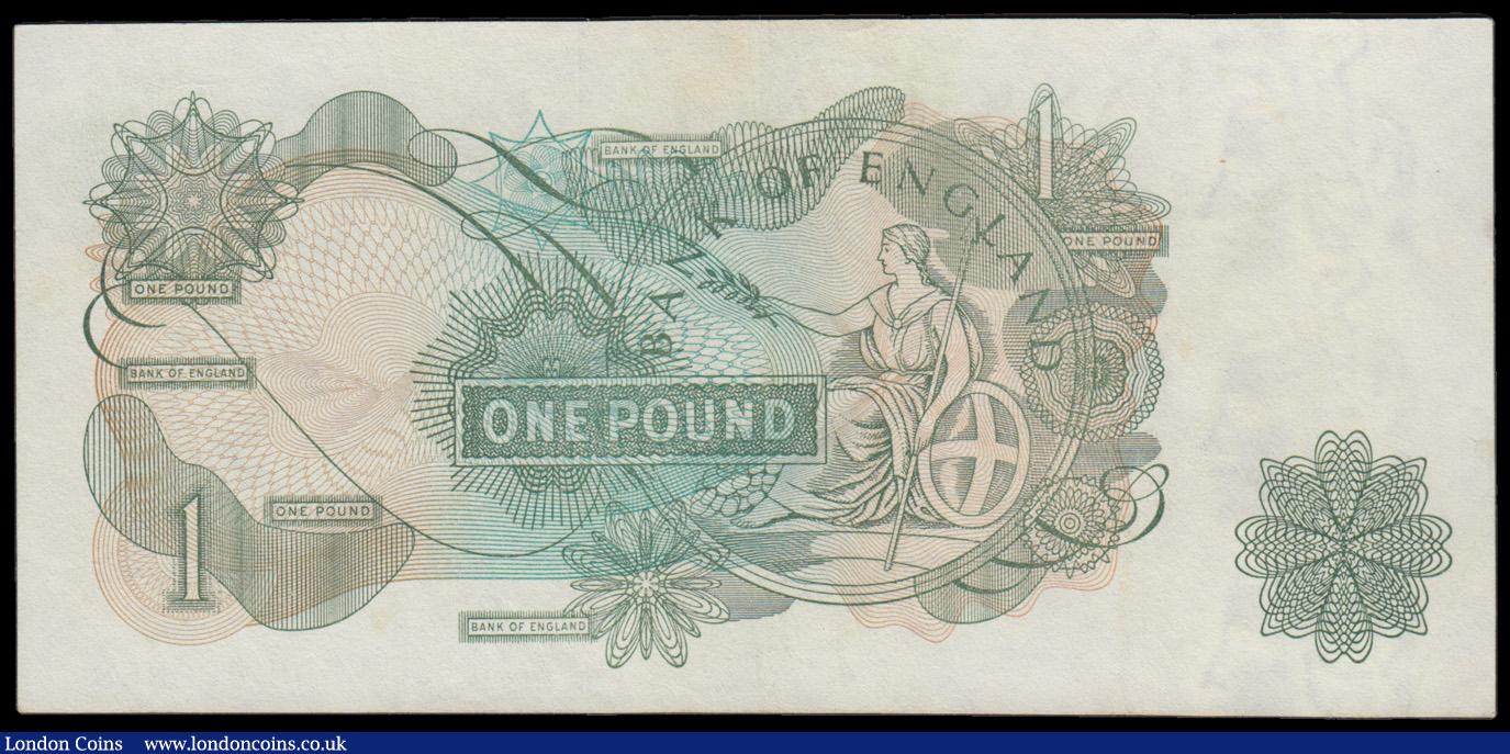 London Coins : A192 : Lot 130 : ERROR - One Pound Page QEII Portrait serial number ERROR with W50M 963888 top left and W50M 962888 b...