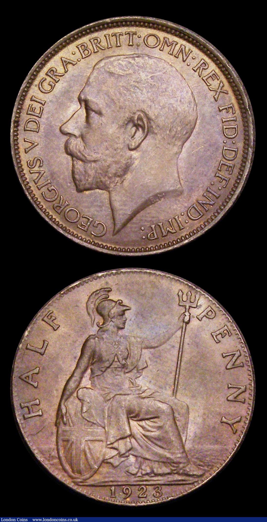 London Coins : A192 : Lot 1319 : Pennies (2) & Halfpenny  (1) 1908 Freeman 166 dies 2+D, UNC or very near so with minor cabinet f...