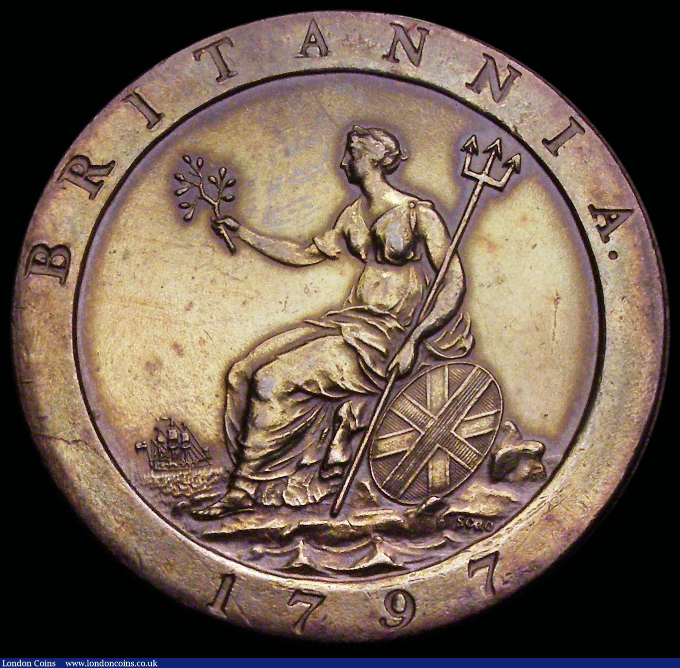 London Coins : A192 : Lot 1332 : Penny 1797 Peck 1132 10 Leaves GEF with perfect edges