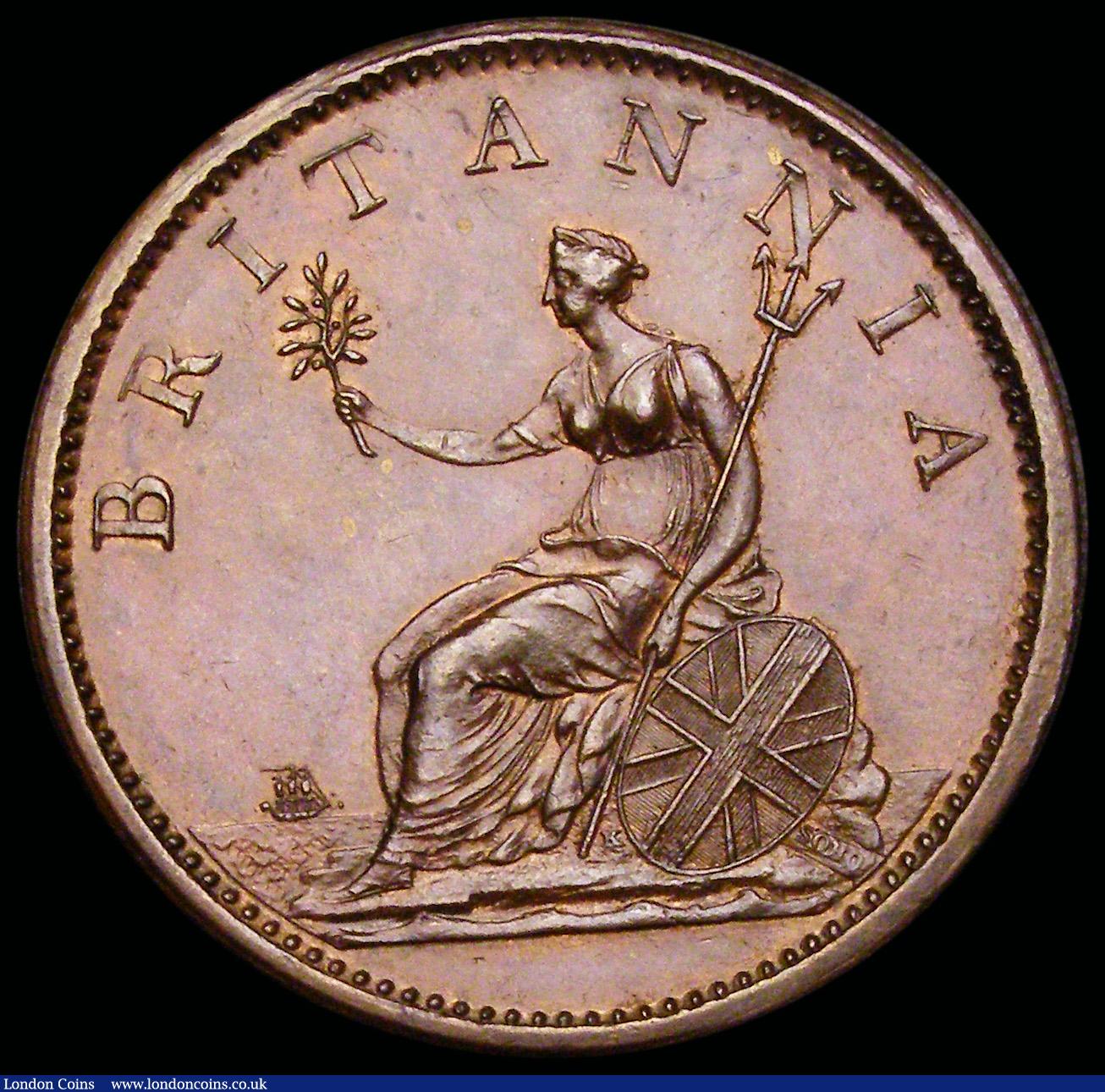 London Coins : A192 : Lot 1338 : Penny 1807 Peck 1344 UNC with subdued lustre but once lightly cleaned or dipped in olive oil or some...
