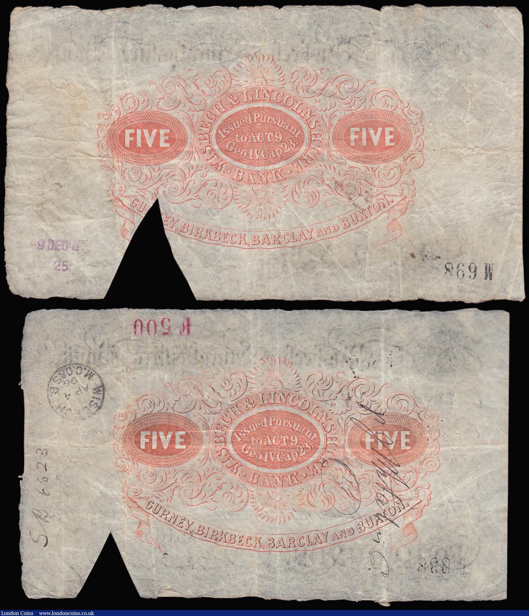 London Coins : A192 : Lot 134 : Wisbech & Lincolnshire Bank £5 issued 1894 for Gurney, Birkbeck, Barclay & Buxton, Grant 32...
