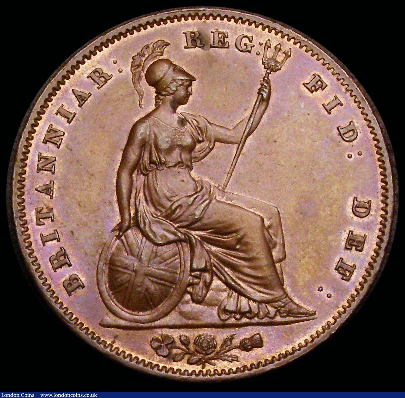 London Coins : A192 : Lot 1359 : Penny 1844 Peck 1487 GEF/ AU with a stain obverse field