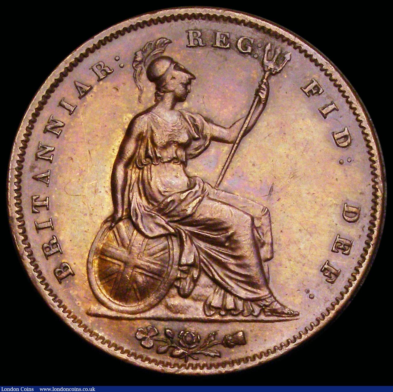 London Coins : A192 : Lot 1360 : Penny 1845 Peck 1489 EF some scuffs around the trident prongs, a scarce date hard to find in this hi...