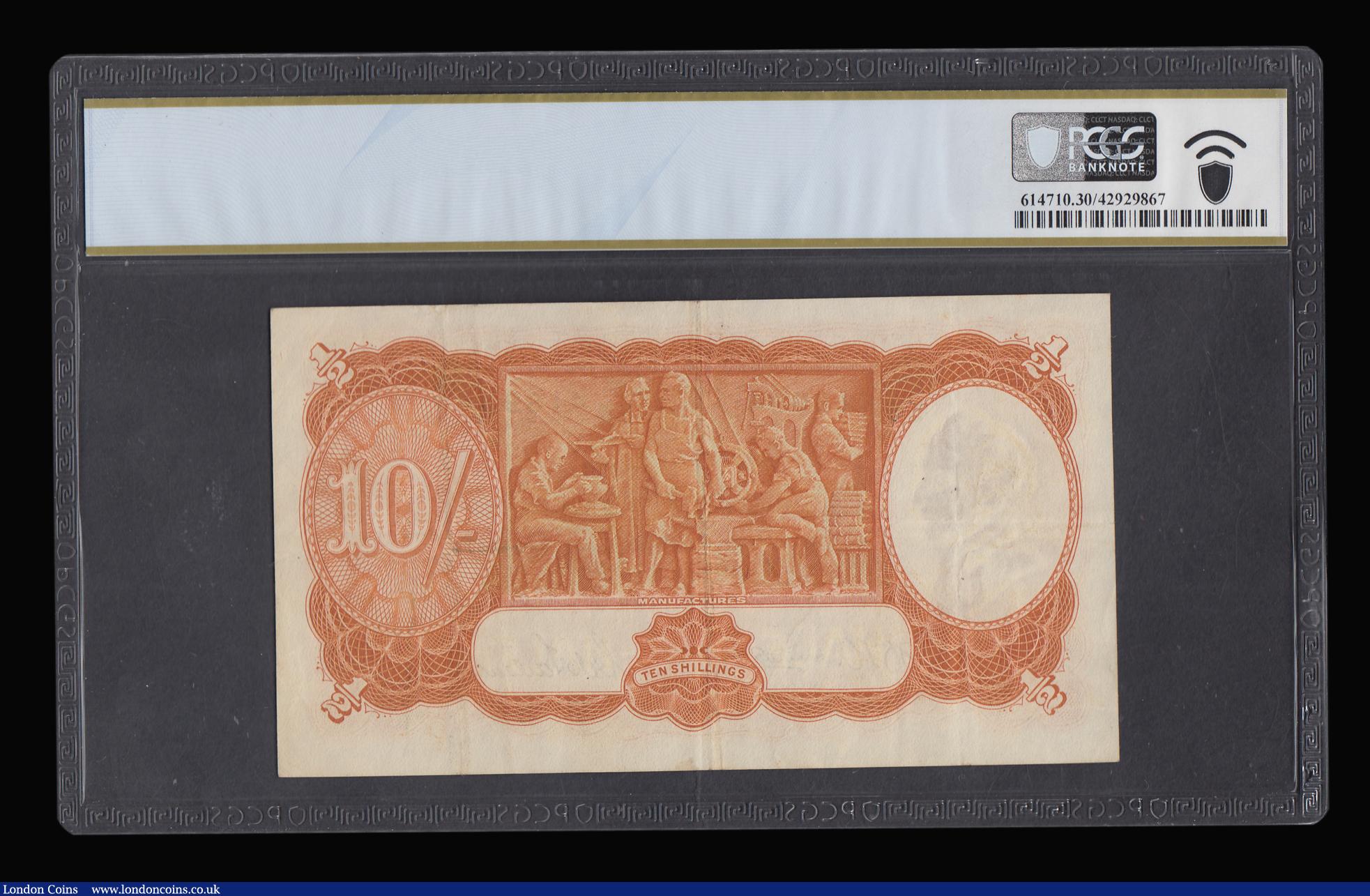 London Coins : A192 : Lot 137 : Australia 10 shillings KGVI issued 1942 black signature Armitage/McFarlane, Pick25b S/N F/34 418994 ...