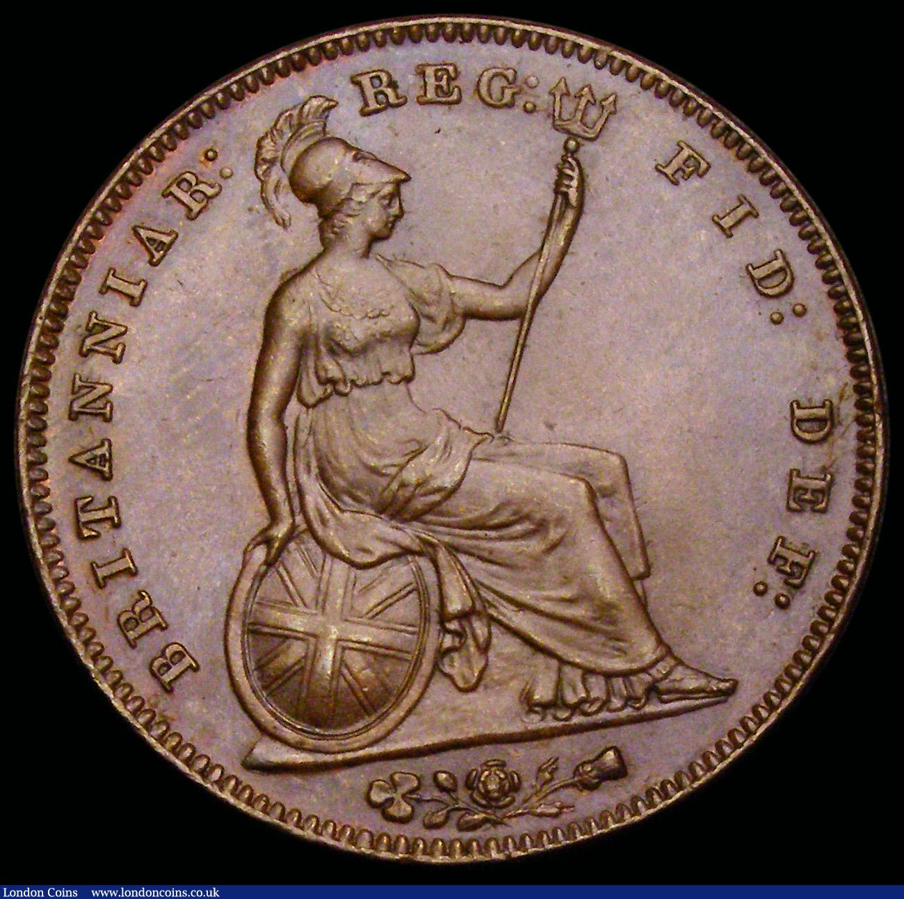 London Coins : A192 : Lot 1380 : Penny 1855 Plain Trident Peck 1509, AU but once lightly cleaned or dipped in olive oil or something ...