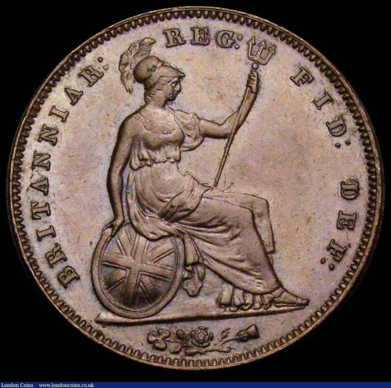 London Coins : A192 : Lot 1383 : Penny 1856 Plain Trident Peck 1510 EF and a key date but once lightly cleaned or dipped in olive oil...