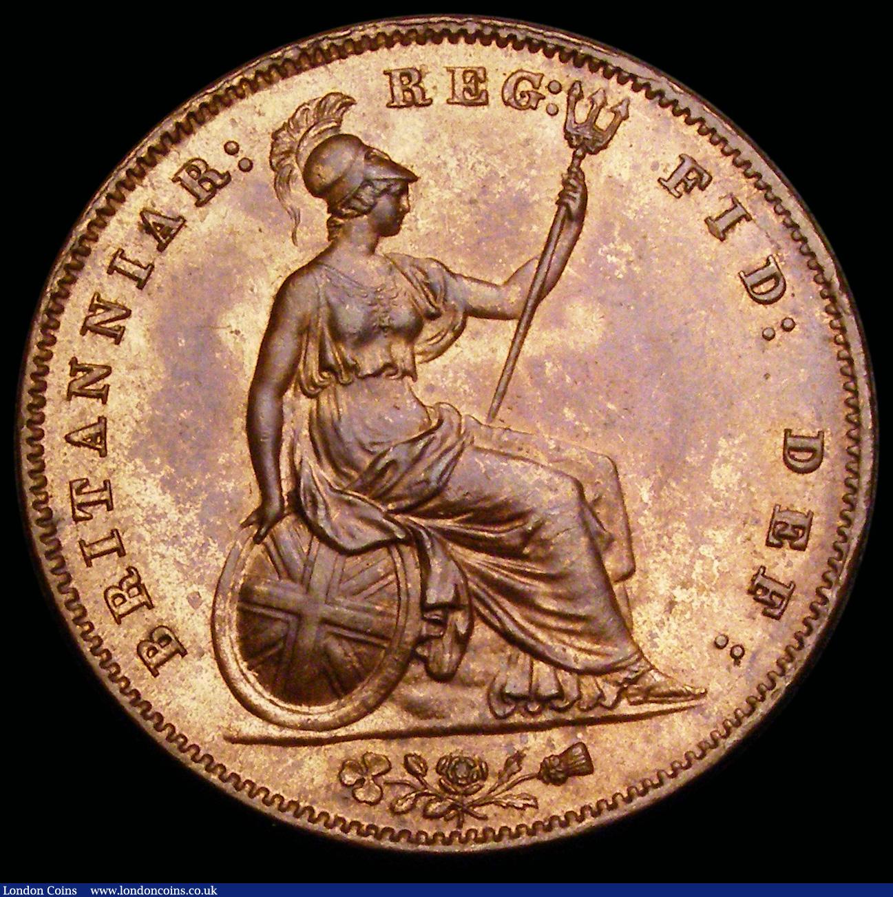 London Coins : A192 : Lot 1395 : Penny 1858 No WW Peck 1518 UNC with underlying lustre but once lightly cleaned or dipped in olive oi...