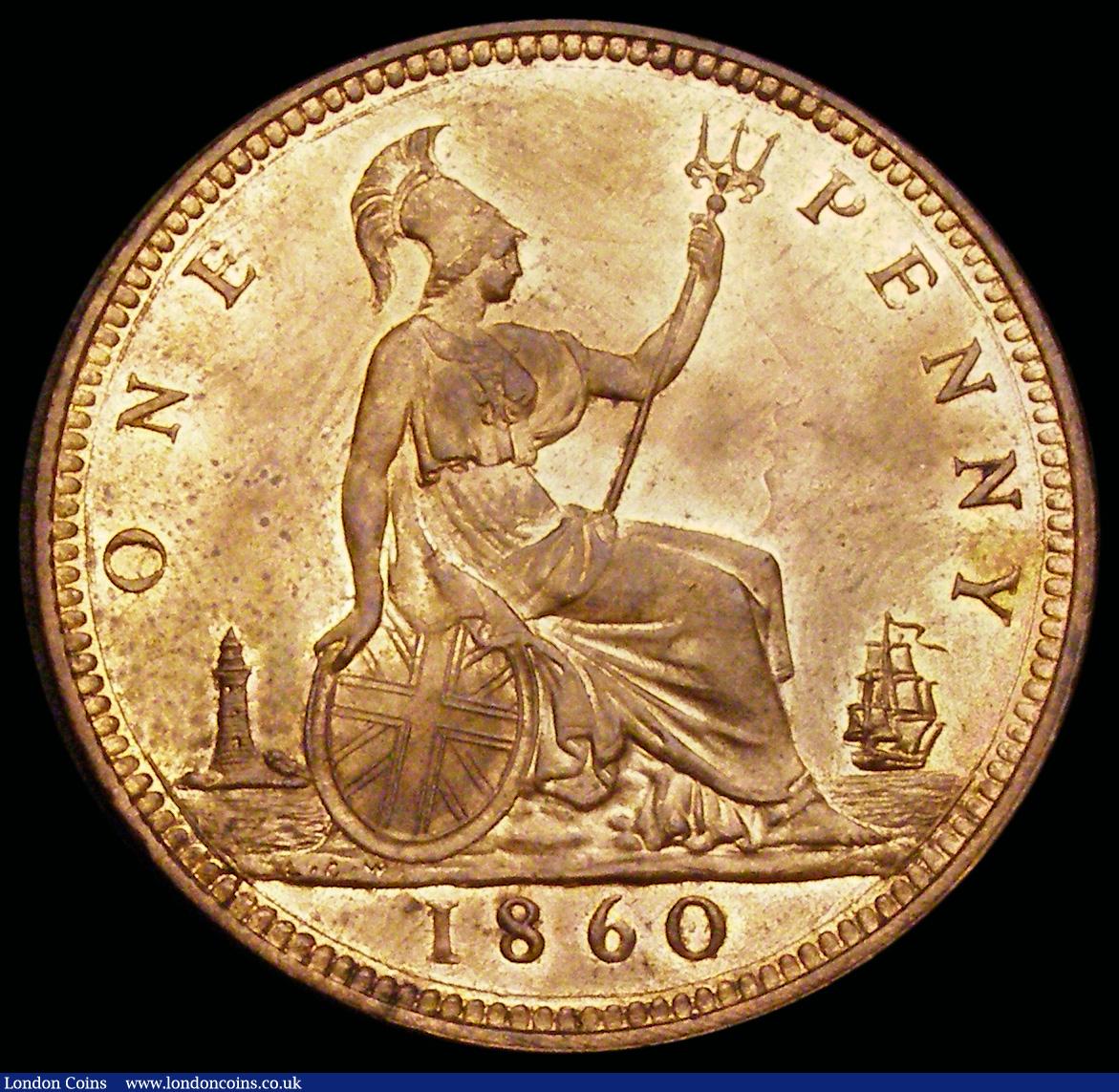 London Coins : A192 : Lot 1399 : Penny 1860 Freeman 13 dies 2+D UNC and brilliant with near full lustre
