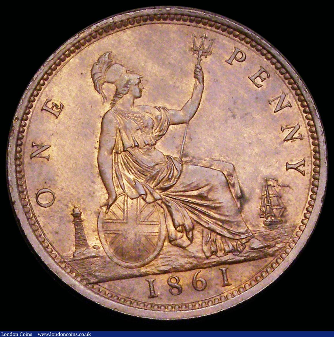 London Coins : A192 : Lot 1402 : Penny 1861 Freeman 33 dies 6+G UNC with some lustre particularly the reverse