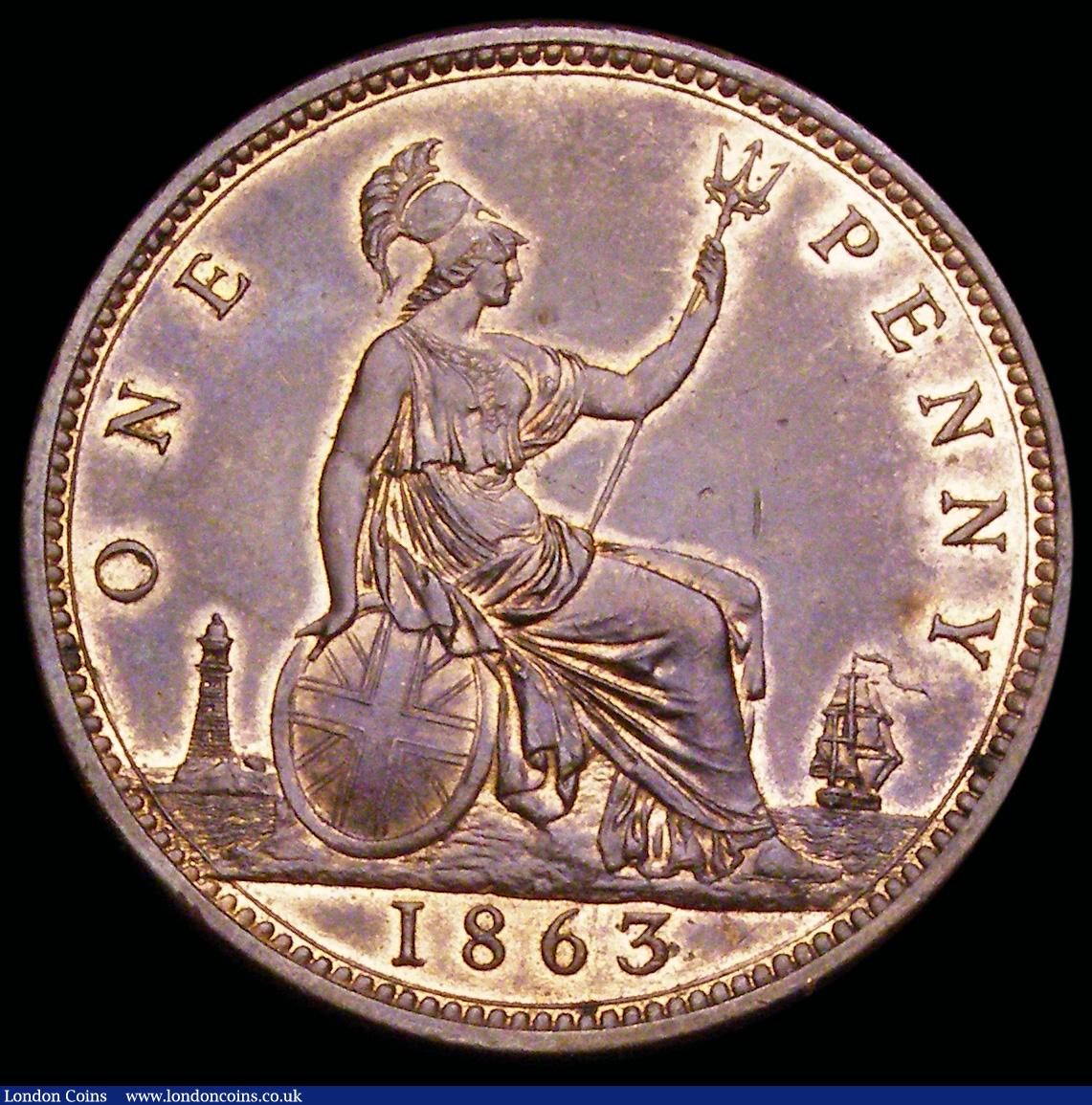 London Coins : A192 : Lot 1407 : Penny 1863 Freeman 42 dies 6+G AUNC