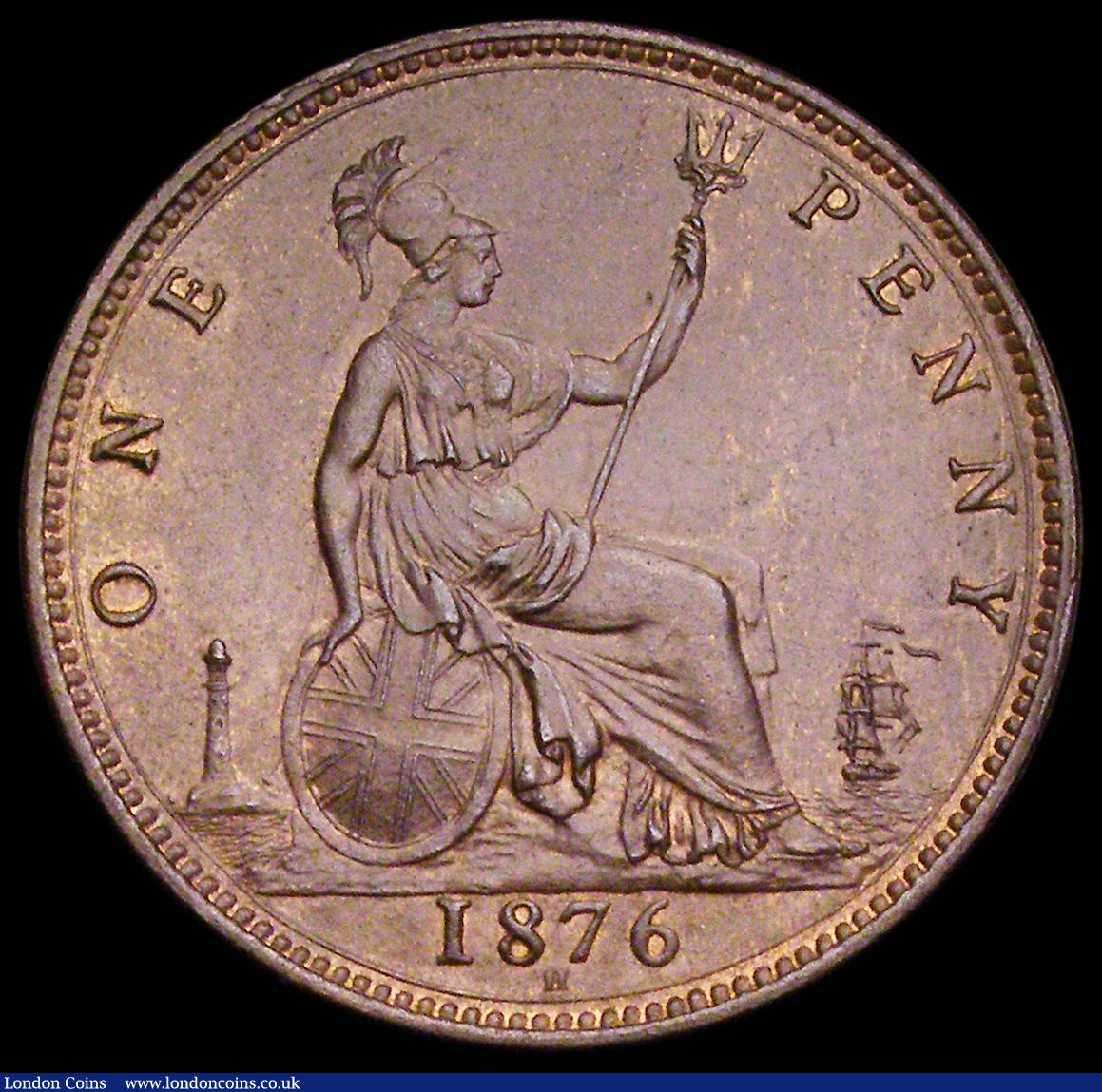 London Coins : A192 : Lot 1419 : Penny 1876H Freeman 89 dies 8+J the scarcer Wide date type, EF
