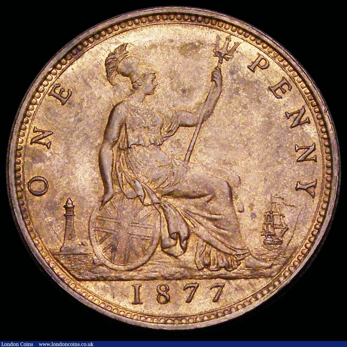 London Coins : A192 : Lot 1421 : Penny 1877 Freeman 91 dies 8+J UNC/AUNC with some subdued lustre