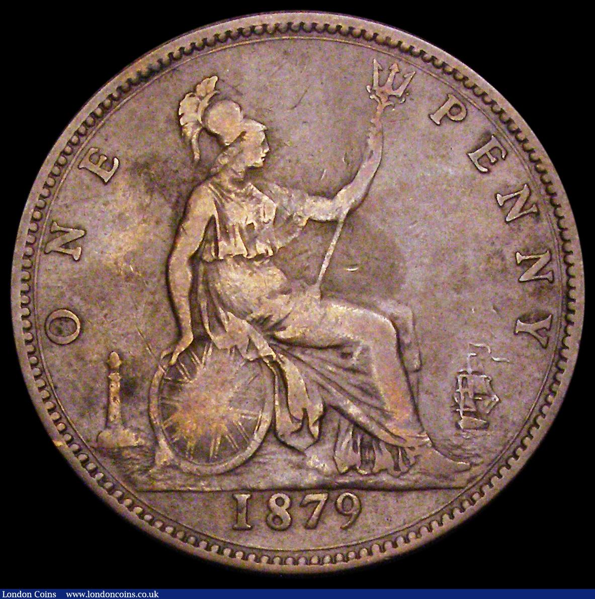London Coins : A192 : Lot 1424 : Penny 1879 Narrow Date Freeman 98 dies 9+K Fine