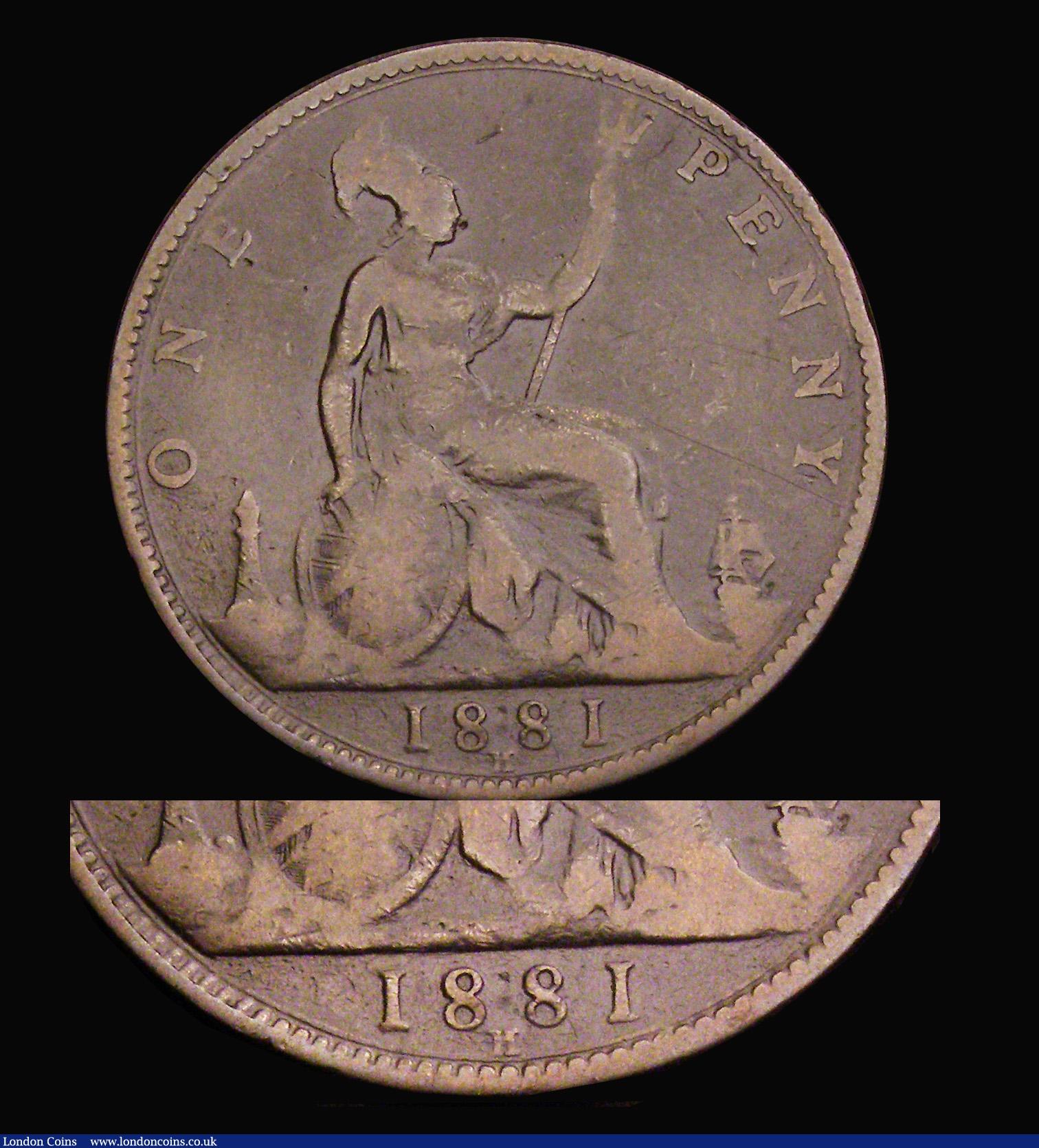 London Coins : A192 : Lot 1427 : Penny 1881 Freeman 103 dies 9+M with H below date approaching Fine and rated R19 by Freeman a seldom...