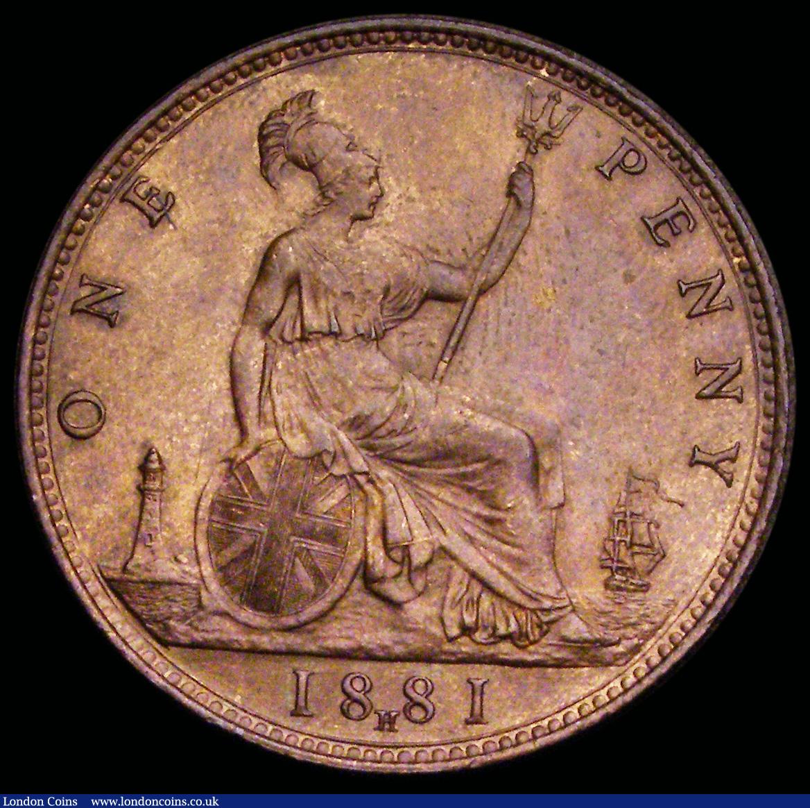 London Coins : A192 : Lot 1430 : Penny 1881H Freeman 108 dies 11+M UNC with around 30% lustre