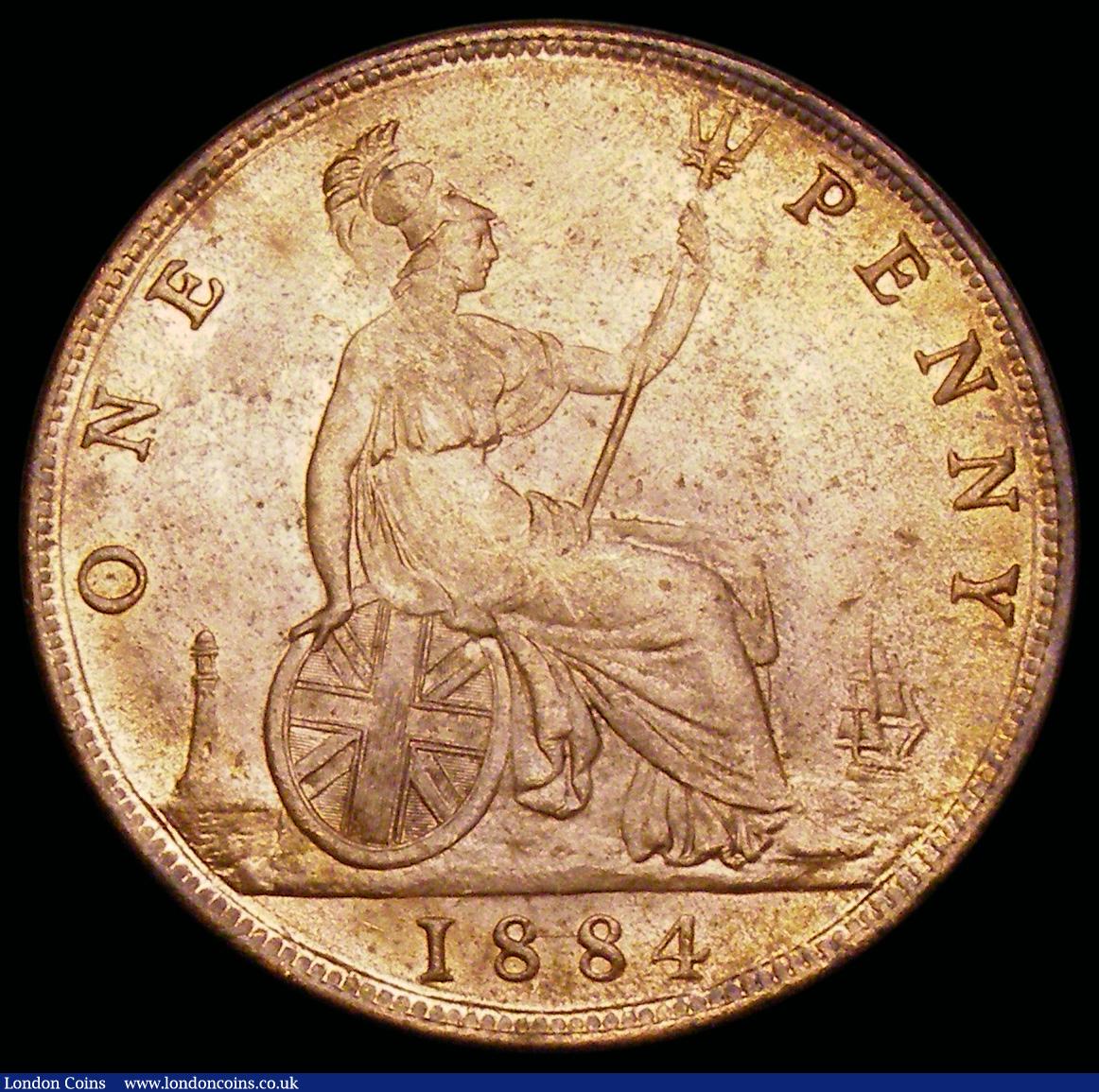 London Coins : A192 : Lot 1433 : Penny 1884 Freeman 119 dies 12+N UNC with near full slightly subdued lustre