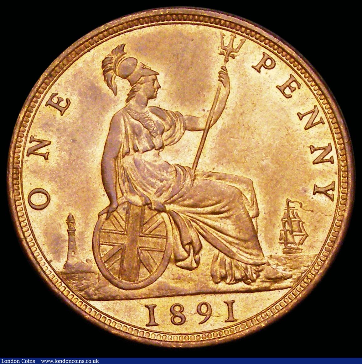 London Coins : A192 : Lot 1441 : Penny 1891 Freeman 132 dies 12+N UNC with good lustre