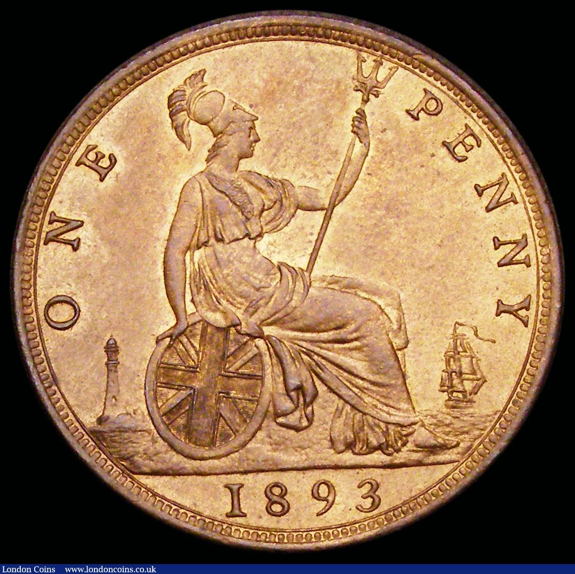 London Coins : A192 : Lot 1443 : Penny 1893 Freeman 136 dies 12+N UNC with good lustre