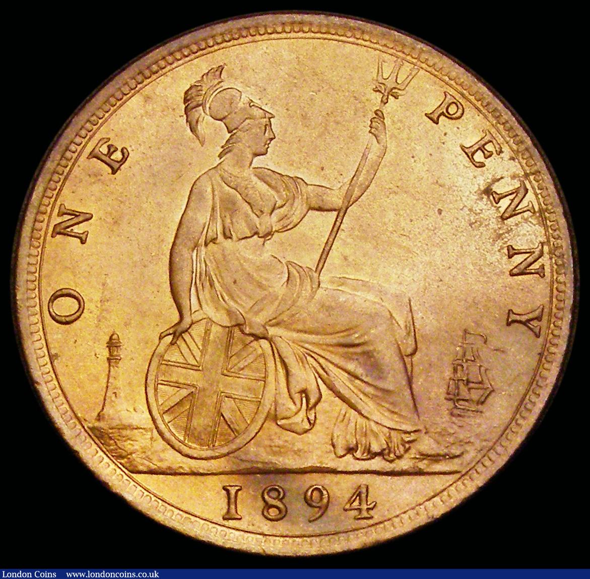 London Coins : A192 : Lot 1444 : Penny 1894 Freeman 138 dies 12+N UNC with near full subdued lustre