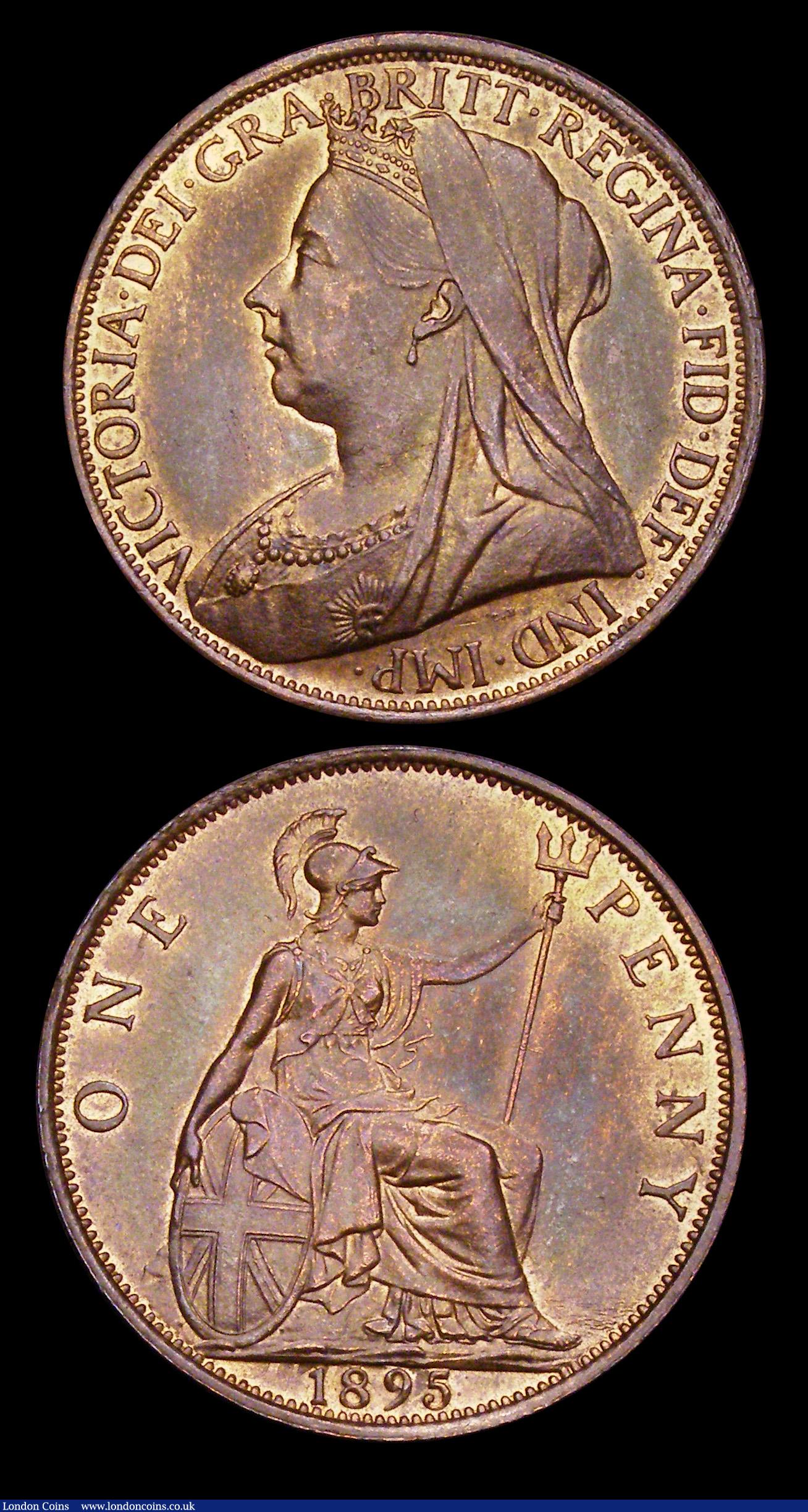 London Coins : A192 : Lot 1445 : Penny 1895 (2) both types - Penny 1895 2mm Freeman 139 dies 1+A Fine and Penny 1895 Freeman 141 dies...