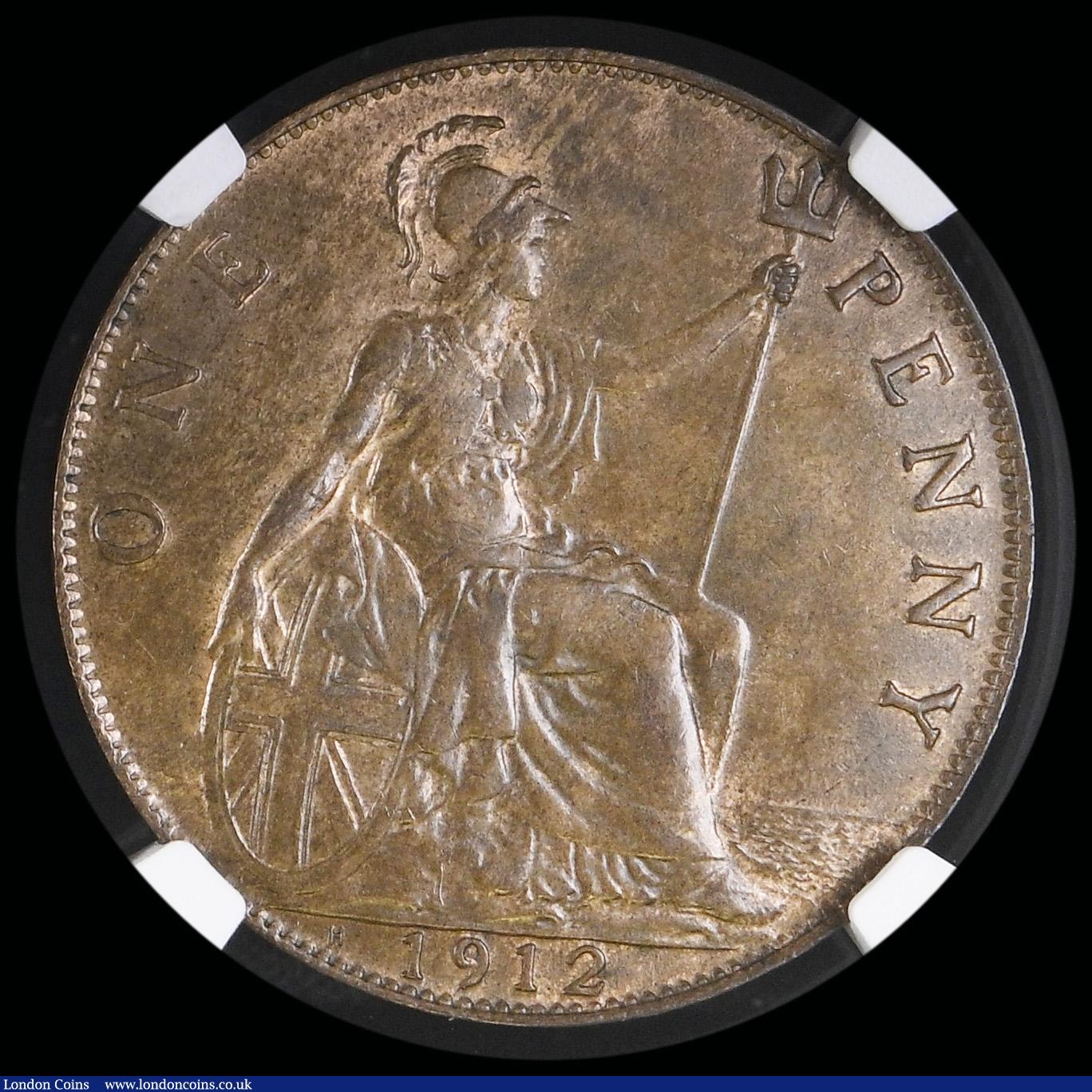 London Coins : A192 : Lot 1469 : Penny 1912H Freeman 173 dies 1+A UNC in an NGC holder and graded MS63 BN