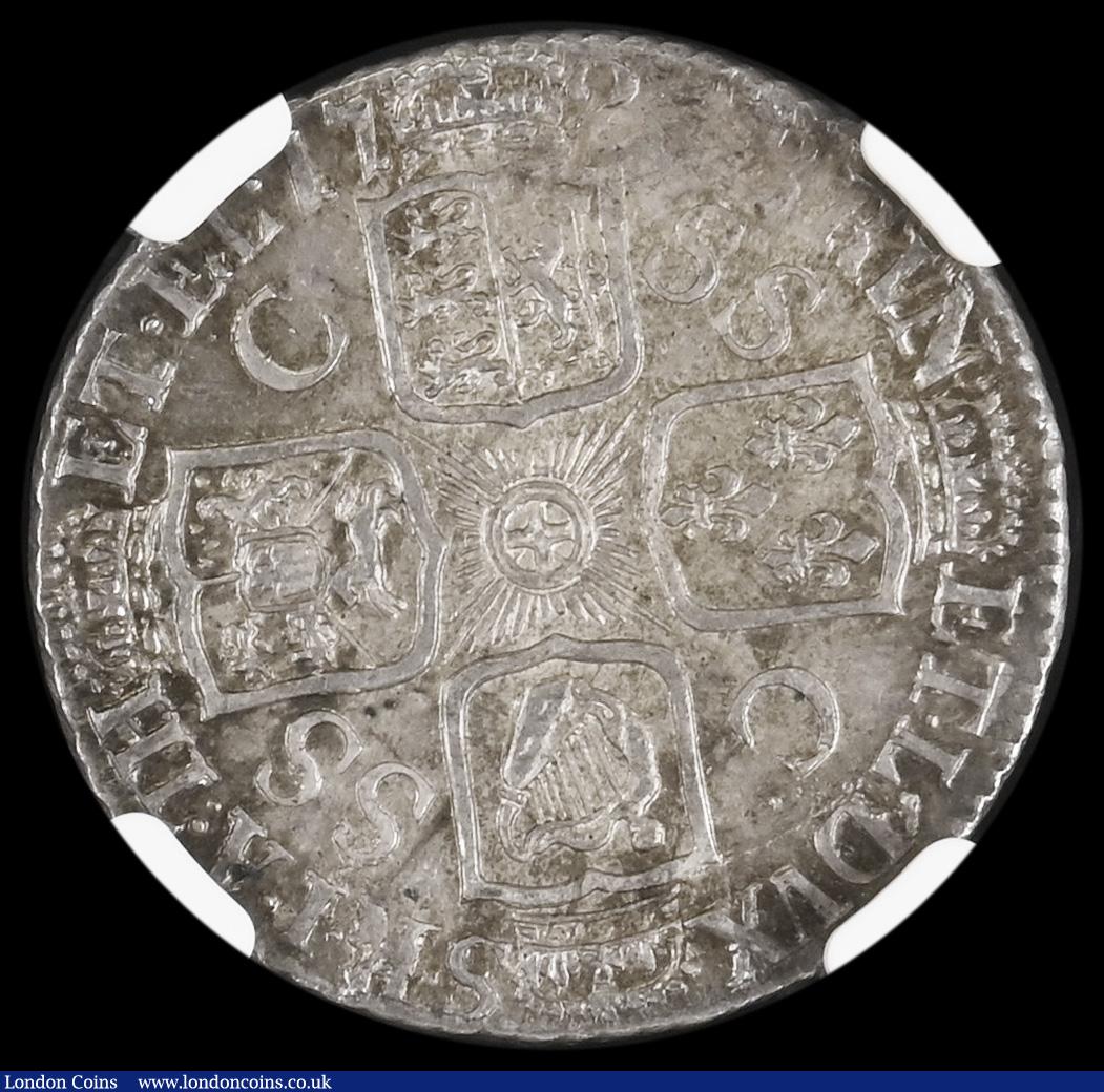 London Coins : A192 : Lot 1508 : Shilling 1723 SSC C over SS, ESC 1176A, Bull 1590 Choice UNC, in a PCGS holder and graded MS64
