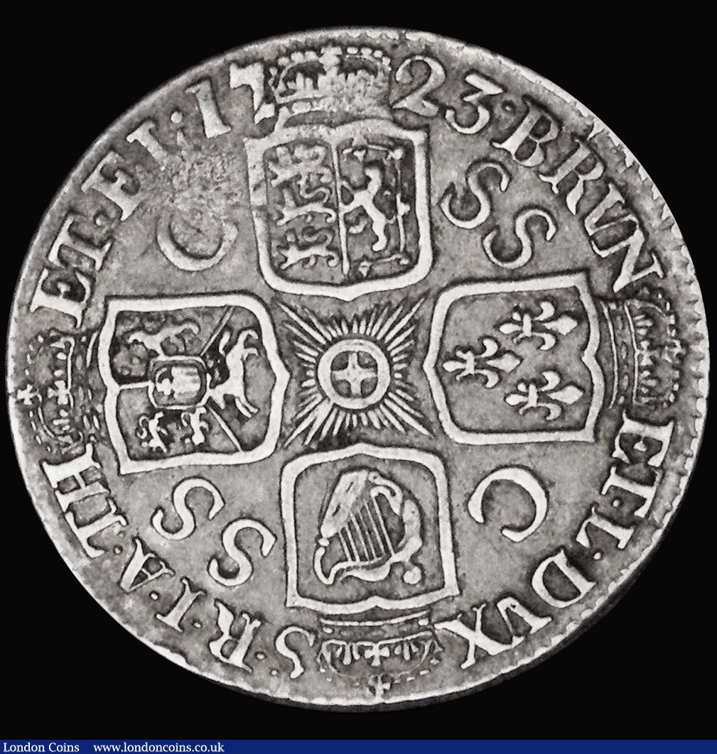 London Coins : A192 : Lot 1509 : Shilling 1723 SSC First Bust ESC 1176, Bull 1586 VF