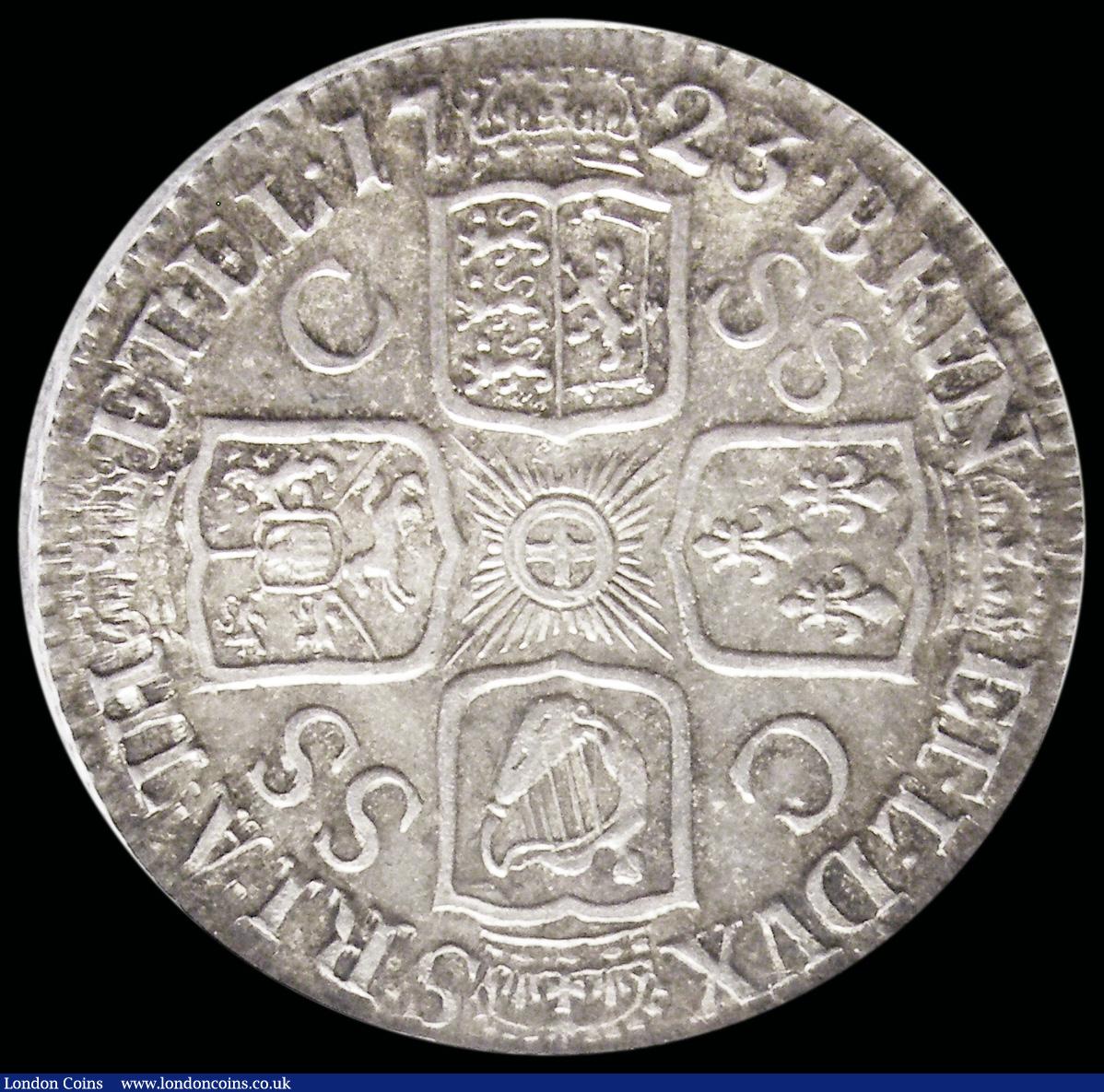 London Coins : A192 : Lot 1511 : Shilling 1723 SSC First Bust ESC 1176, Bull 1586, graded 75 by CGS