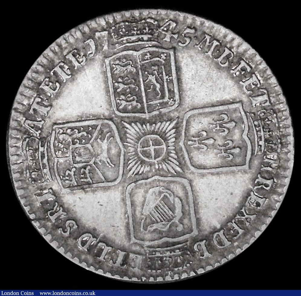London Coins : A192 : Lot 1516 : Shilling 1745 LIMA ESC 1205, Bull 1724 NVF/Good Fine with pleasing tone