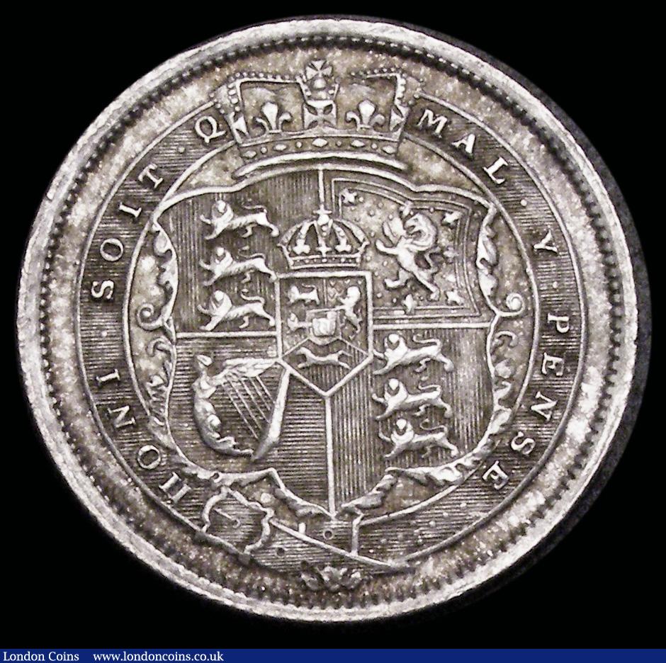 London Coins : A192 : Lot 1524 : Shilling 1817 ESC 1232, Bull 2144 Unc with some uneven toning obverse