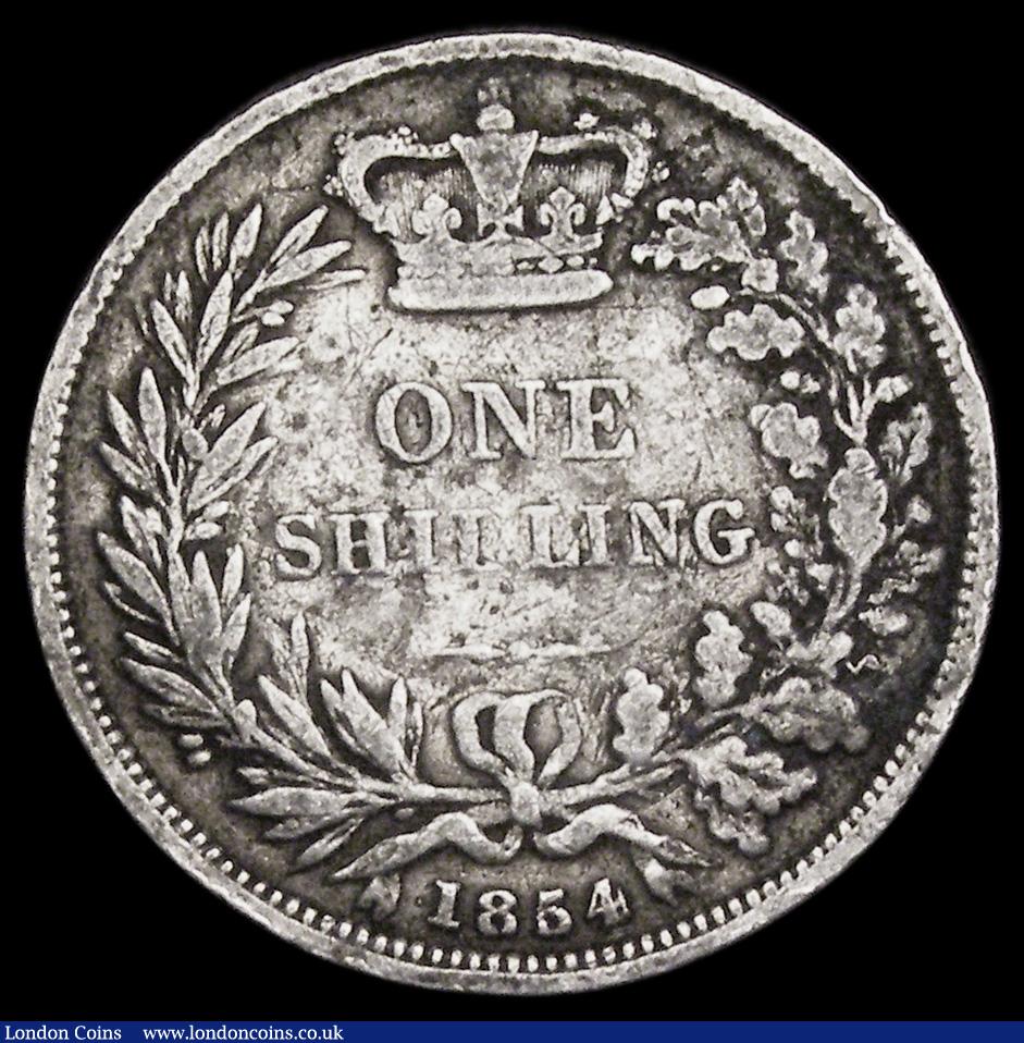 London Coins : A192 : Lot 1531 : Shilling 1854 ESC 1302, Bull 3004 VG