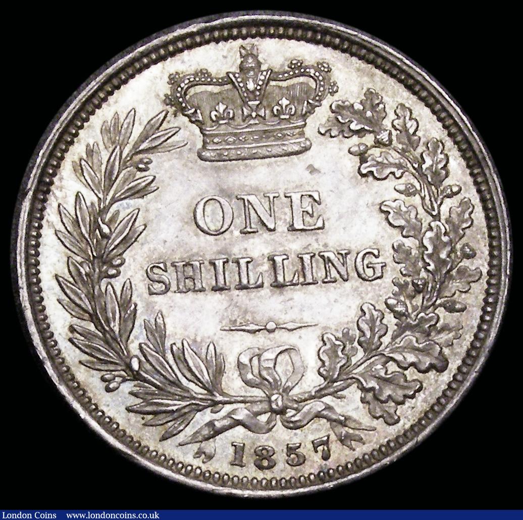 London Coins : A192 : Lot 1535 : Shilling 1857 ESC 1305, Bull 3008,EF/AU