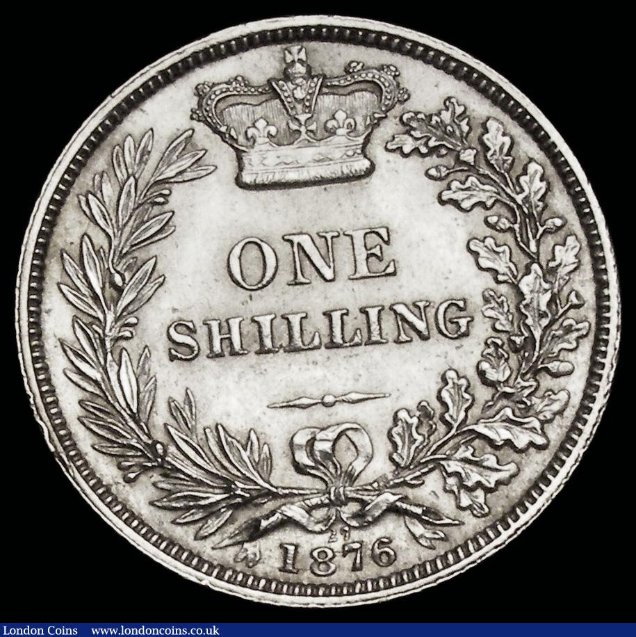 London Coins : A192 : Lot 1540 : Shilling 1876 ESC 1328, Bull 3046, Die Number 27, bright EF and scarce