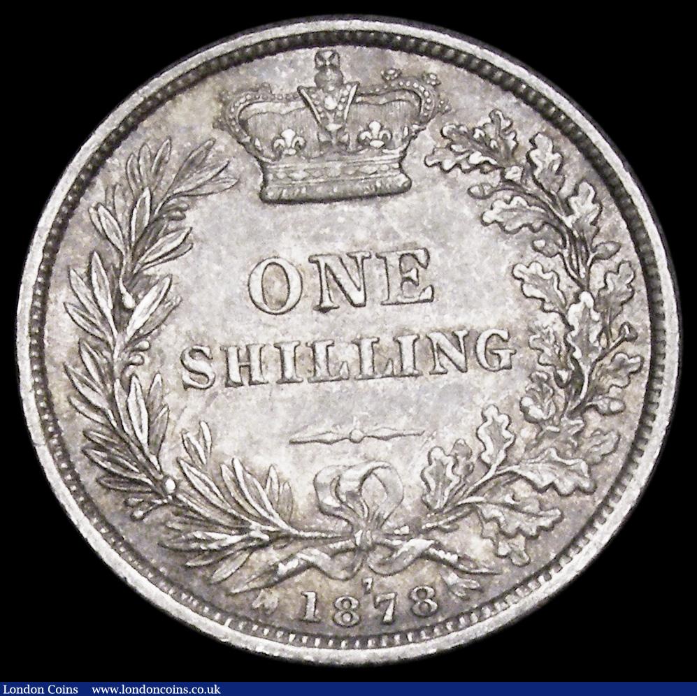 London Coins : A192 : Lot 1542 : Shilling 1878 ESC 1330, Bull 3049, Die Number 7 Good EF with a pleasant old tone