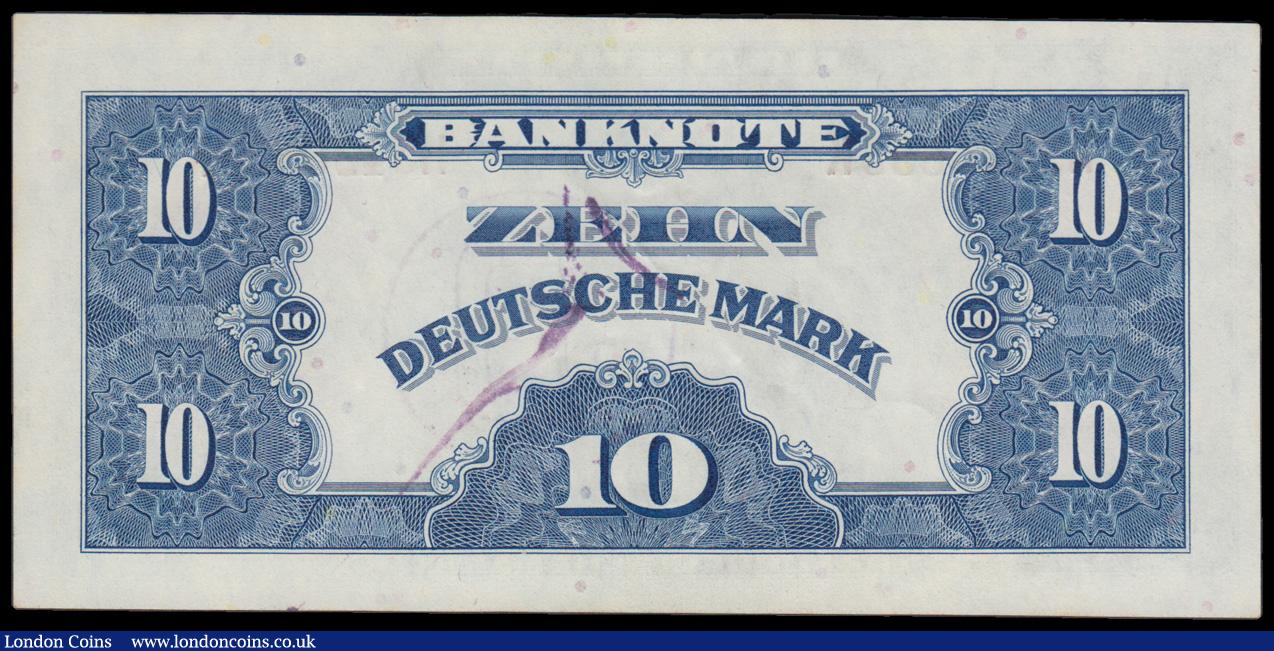 London Coins : A192 : Lot 155 : Germany - Federal Republic 10 Marks blue on multicolour SERIE 1948 red serial number H5426855K B in ...