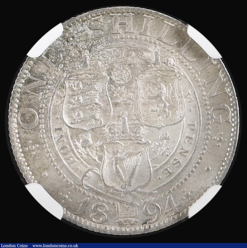London Coins : A192 : Lot 1550 : Shilling 1894 ESC 1363, Bull 3156, graded MS64 by NGC