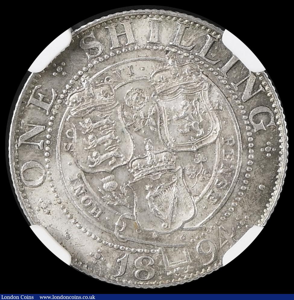 London Coins : A192 : Lot 1551 : Shilling 1894 ESC 1363, Bull 3156, NGC MS64