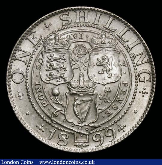 London Coins : A192 : Lot 1556 : Shilling 1899 ESC 1368 Bull 3164 Unc with a light tone over original lustre and graded CGS 82