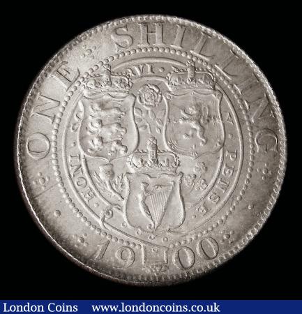London Coins : A192 : Lot 1558 : Shilling 1900 ESC 1369, Bull 3165 UNC and lustrous, the obverse with hints of golden toning, in an L...
