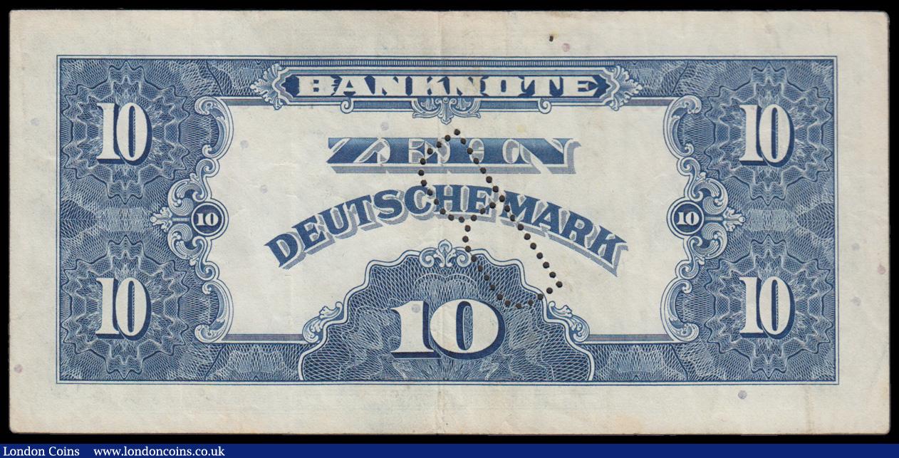 London Coins : A192 : Lot 156 : Germany - Federal Republic 10 Marks blue on multicolour SERIE 1948 red serial number H7757879B and w...