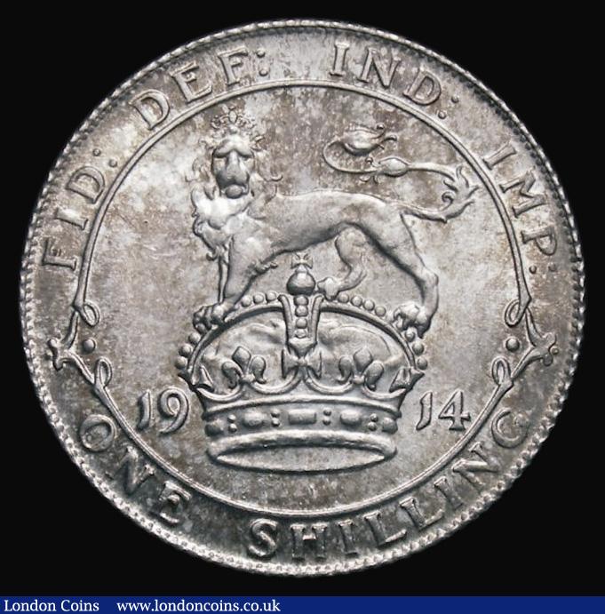 London Coins : A192 : Lot 1580 : Shilling 1914 ESC 1424, Bull 3803 UNC with a lovely tone, in an LCGS holder and graded LCGS 82