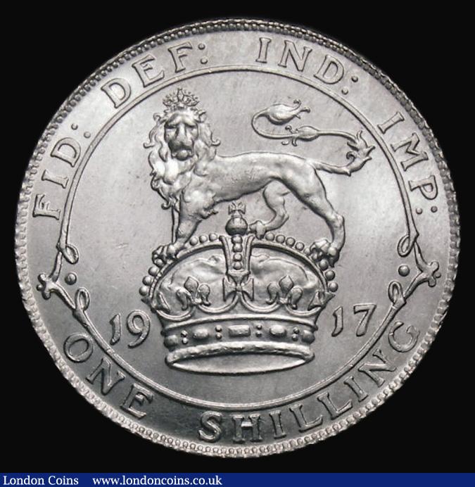 London Coins : A192 : Lot 1589 : Shilling 1917 ESC 1427 Choice and Brilliant Unc and graded 85 by CGS