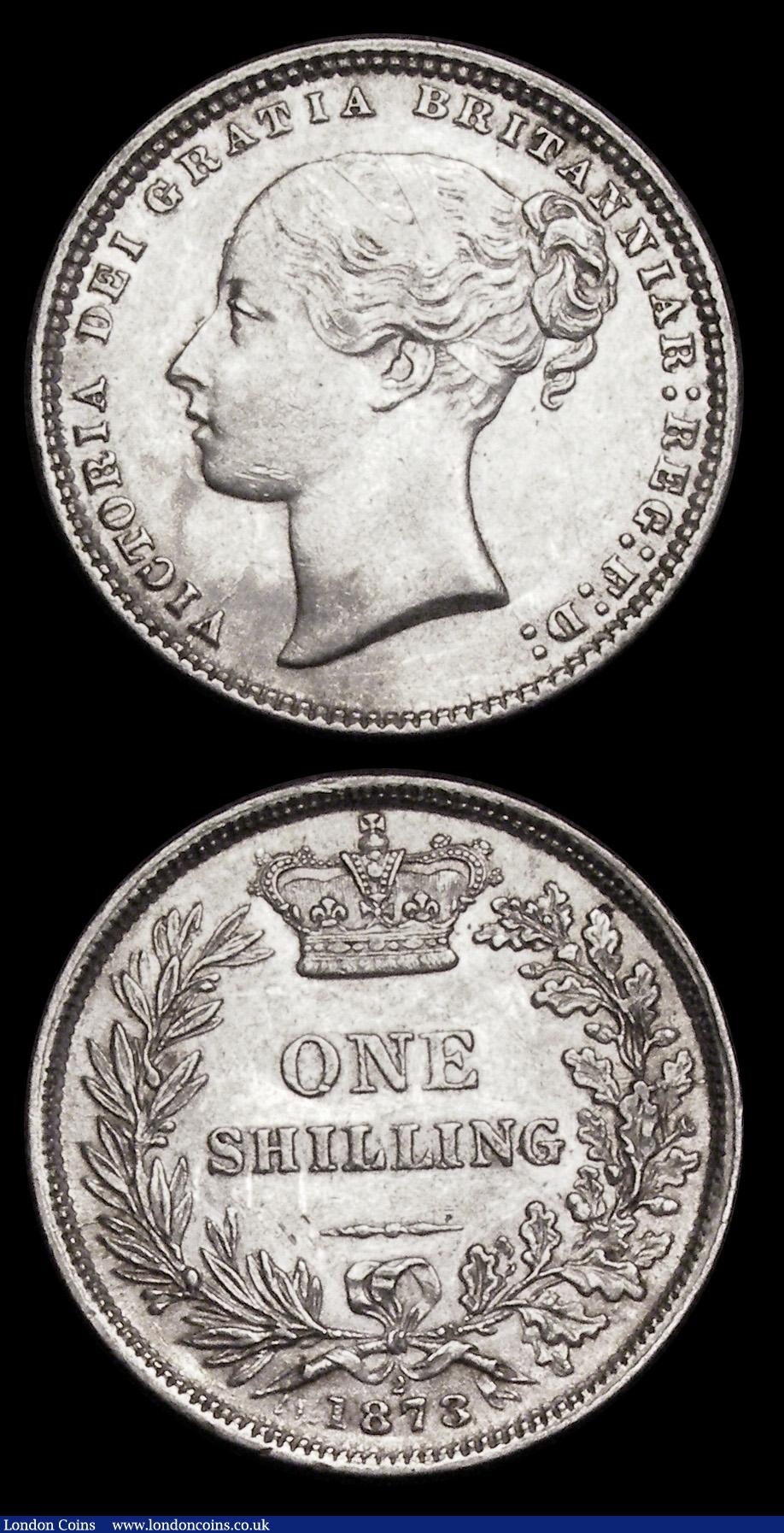 London Coins : A192 : Lot 1604 : Shillings (2) 1873 Die No.2 and 1878 Die 49 both nearer EF than VF