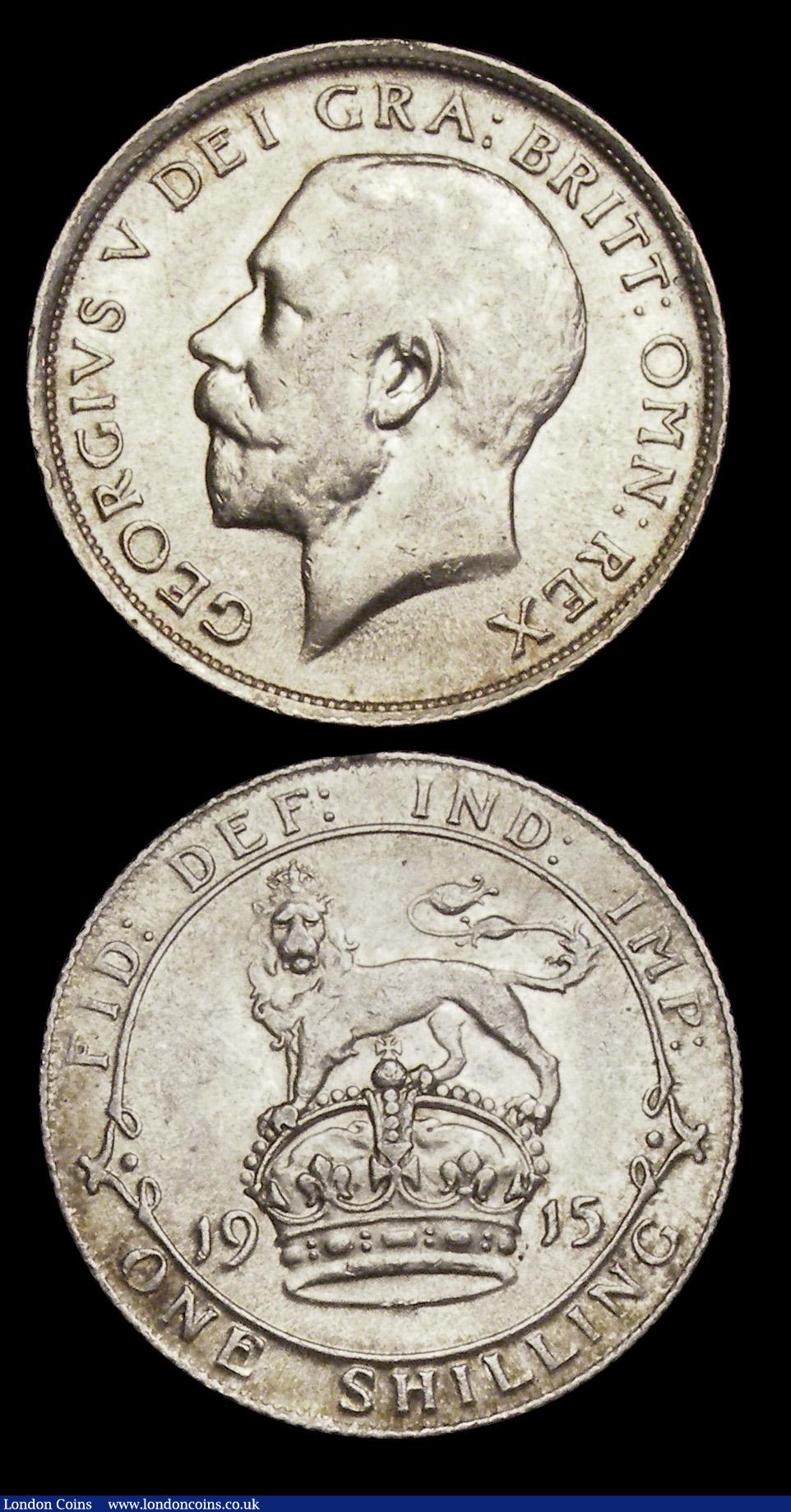 London Coins : A192 : Lot 1605 : Shillings (2) 1900 Unc with some minor scuffs obverse, 1915 GEF with a weak strike
