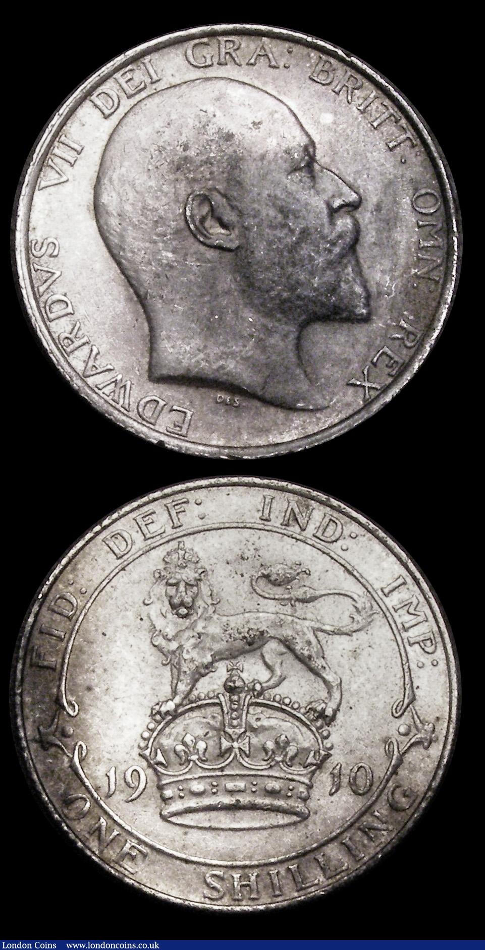 London Coins : A192 : Lot 1606 : Shillings Edward VII (2) 1902 and 1910 both EF the 1910 with some black toning