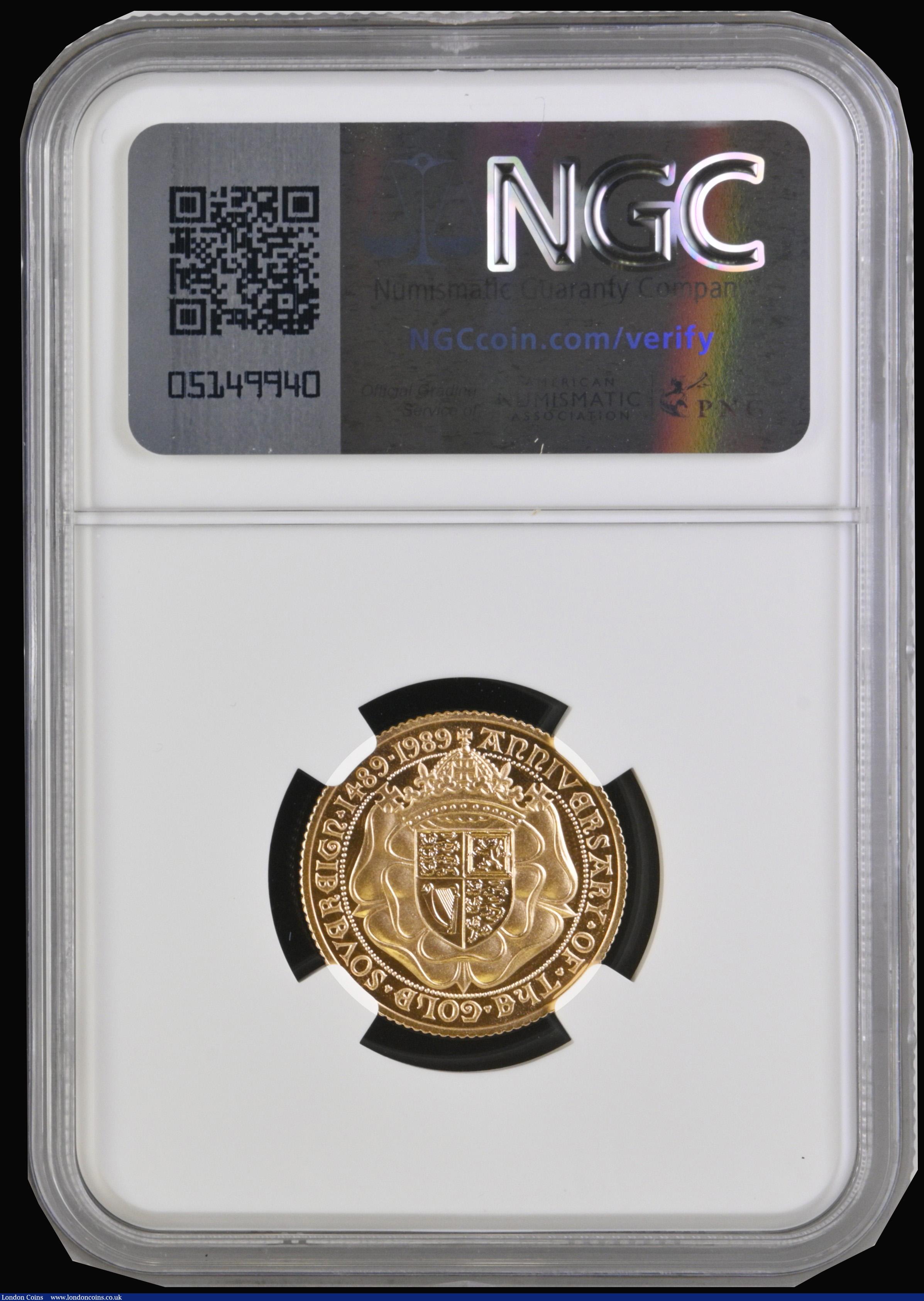 London Coins : A192 : Lot 1769 : Sovereign 1989 500th Anniversary of the First Gold Sovereign Proof S.SC3 FDC and graded PF70 ULTRA C...