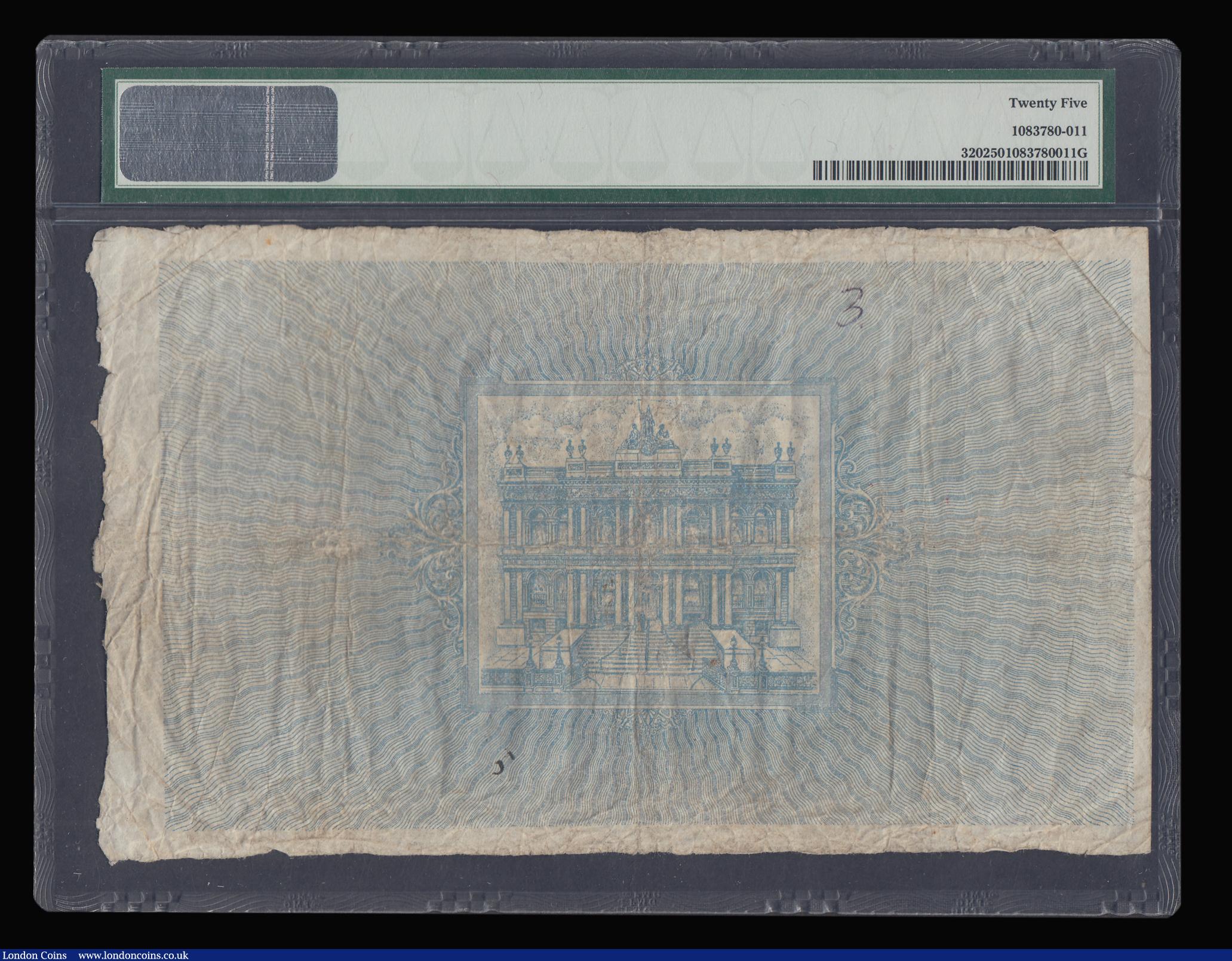 London Coins : A192 : Lot 185 : Northern Ireland Ulster Bank Ltd &pound;100 dated 1st January 1941 S/N 1078 hand signed Niblock, Pic...