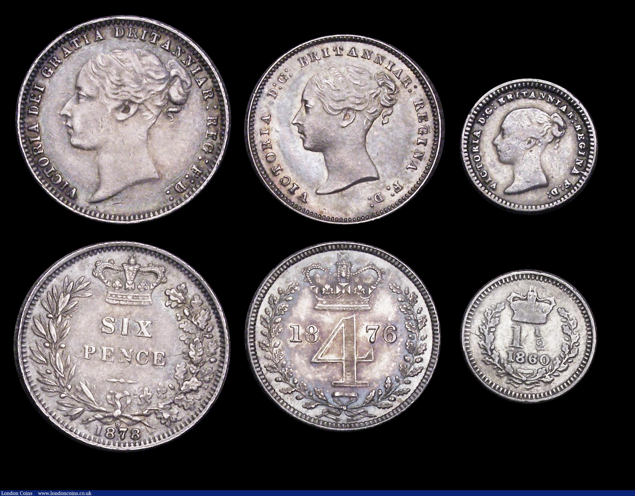 London Coins : A192 : Lot 1949 : Victorian Silver (7) Florin 1901 VF, Shilling 1887 JH Good Fine, 6d 1872 Die 63 Good Fine, 1878 Die ...